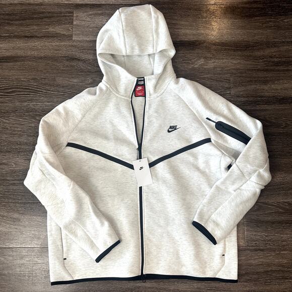 Nike Tech Men's Full-Zip Windrunner Hoodie Birch Heather Size XXL HV0949-051 - Picture 1 of 4